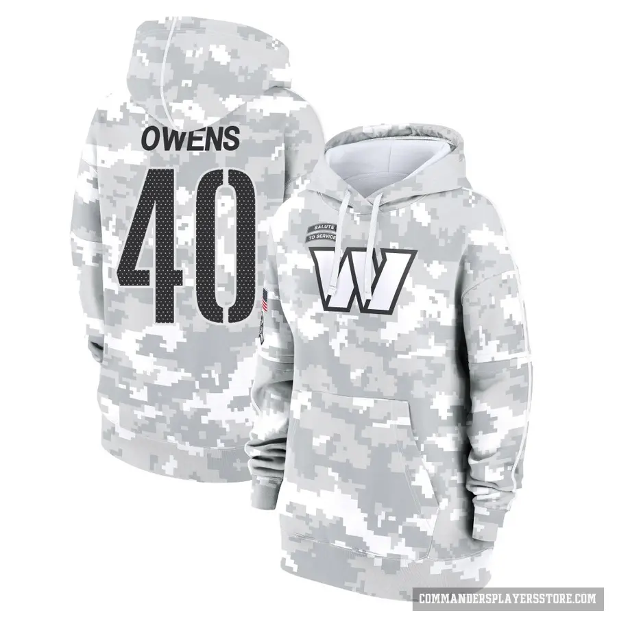 Women's ＃40 Tyler Owens Washington Commanders Arctic Camo 2024 Salute to Service Club Fleece Pullover Hoodie