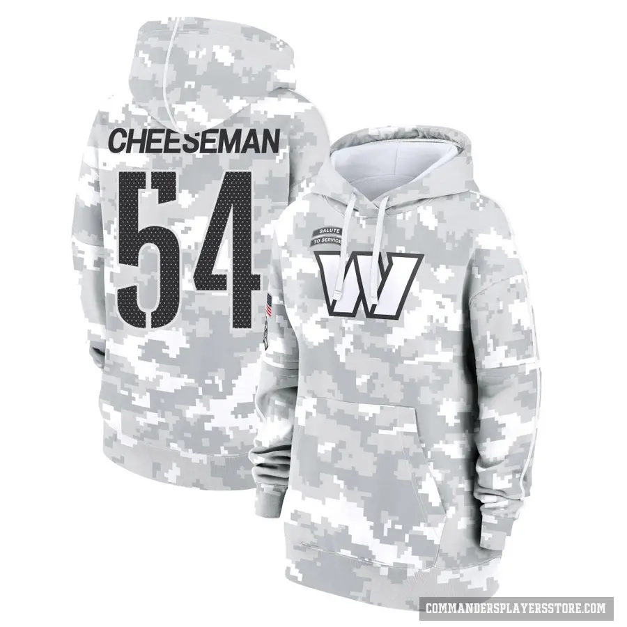 Women's ＃54 Camaron Cheeseman Washington Commanders Arctic Camo 2024 Salute to Service Club Fleece Pullover Hoodie