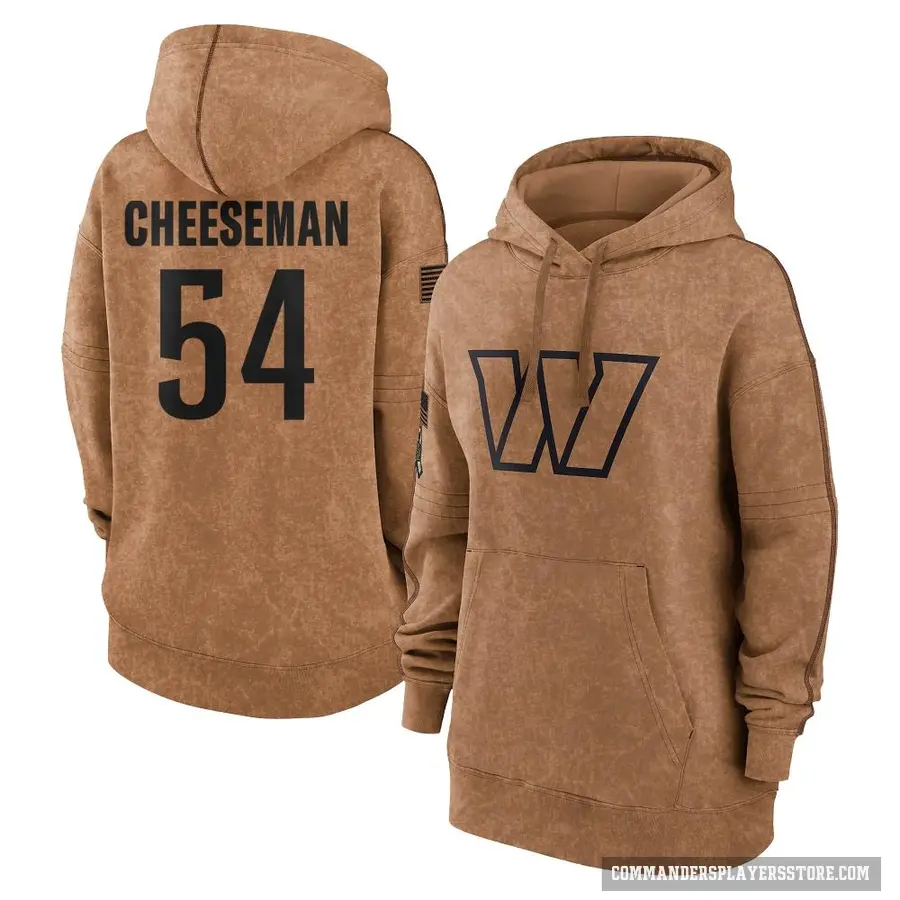Women's ＃54 Camaron Cheeseman Washington Commanders Brown 2023 Salute To Service Pullover Hoodie
