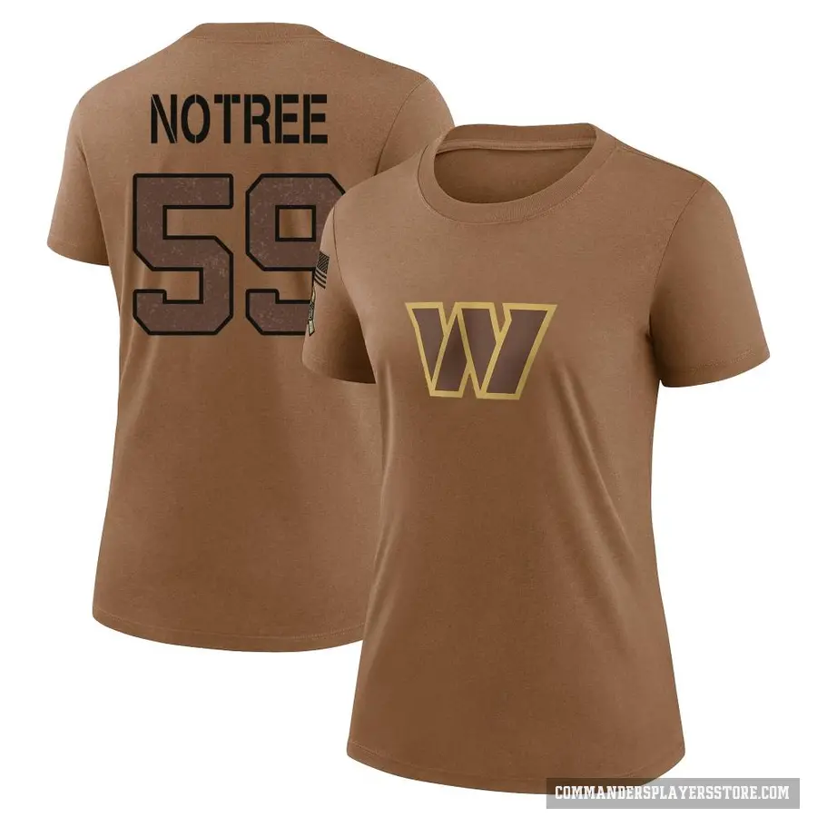 Women's ＃59 Bryce Notree Washington Commanders Brown 2023 Salute To Service Performance T-Shirt