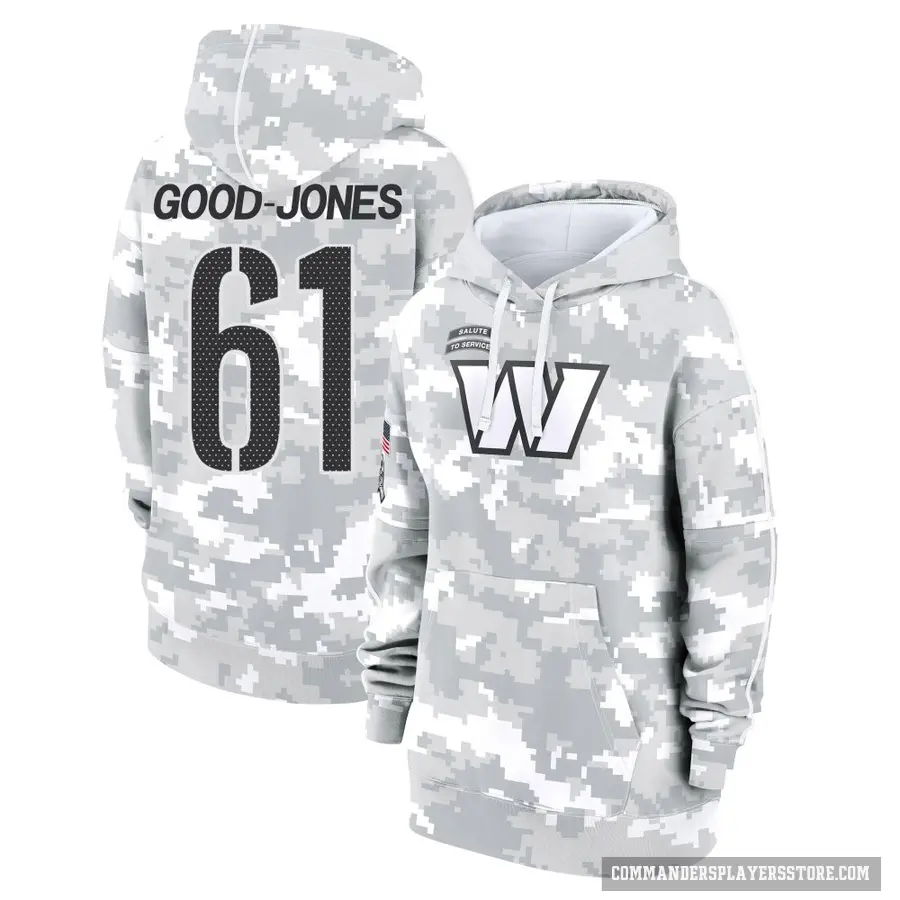 Women's ＃61 Julian Good-Jones Washington Commanders Arctic Camo 2024 Salute to Service Club Fleece Pullover Hoodie
