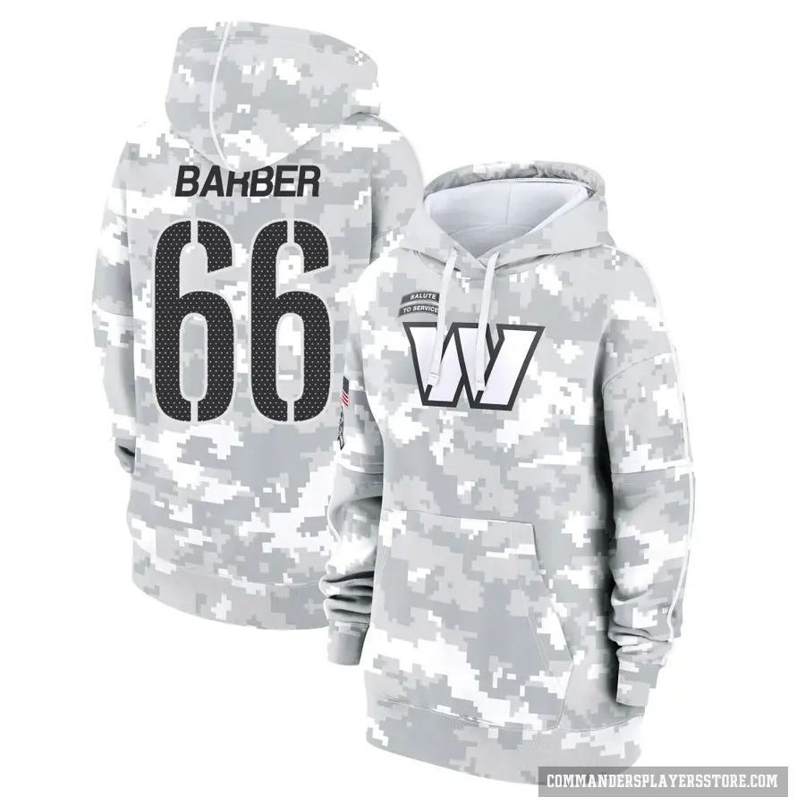 Women's ＃66 Ricky Barber Washington Commanders Arctic Camo 2024 Salute to Service Club Fleece Pullover Hoodie
