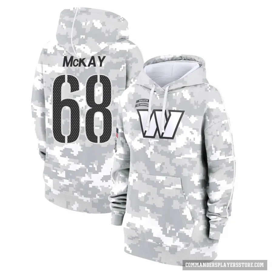 Women's ＃68 Timothy McKay Washington Commanders Arctic Camo 2024 Salute to Service Club Fleece Pullover Hoodie