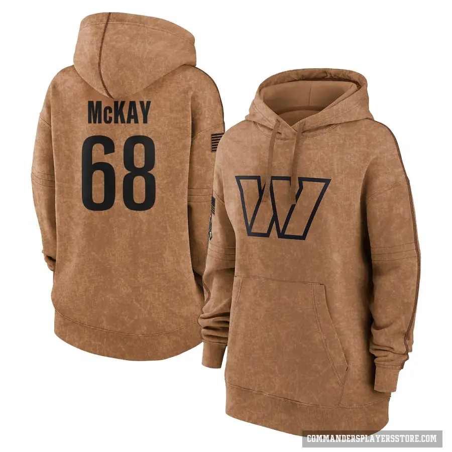 Women's ＃68 Timothy McKay Washington Commanders Brown 2023 Salute To Service Pullover Hoodie