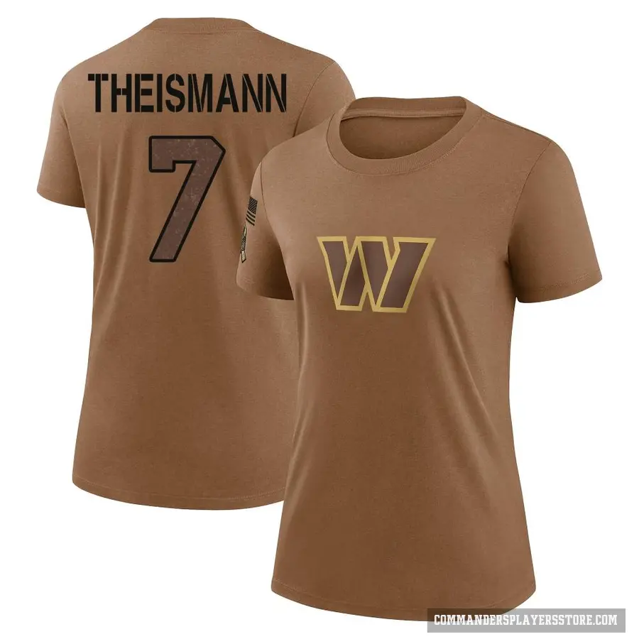 Women's ＃7 Joe Theismann Washington Commanders Brown 2023 Salute To Service Performance T-Shirt