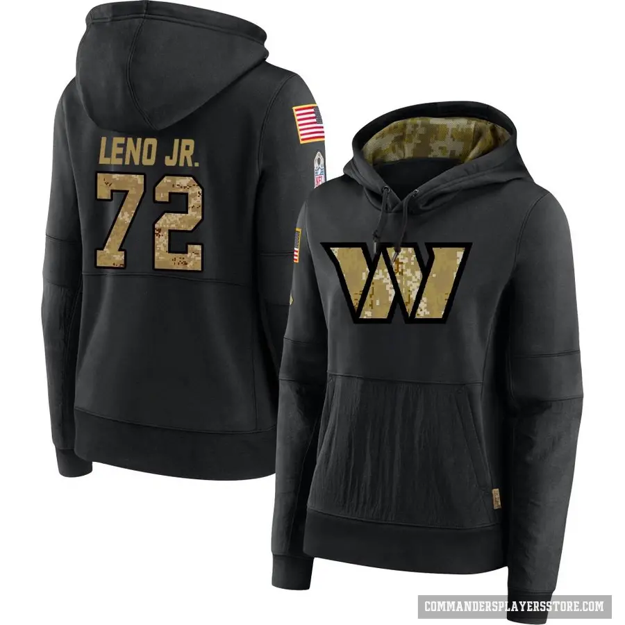Women's ＃72 Charles Leno Jr. Washington Commanders Black 2020 Salute to Service Sideline Performance Pullover Hoodie