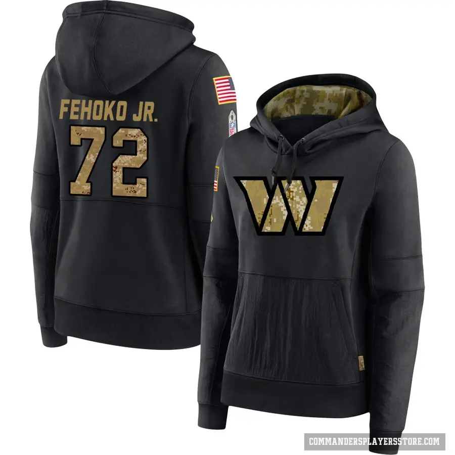 Women's ＃72 Viliami Fehoko Jr. Washington Commanders Black 2020 Salute to Service Sideline Performance Pullover Hoodie