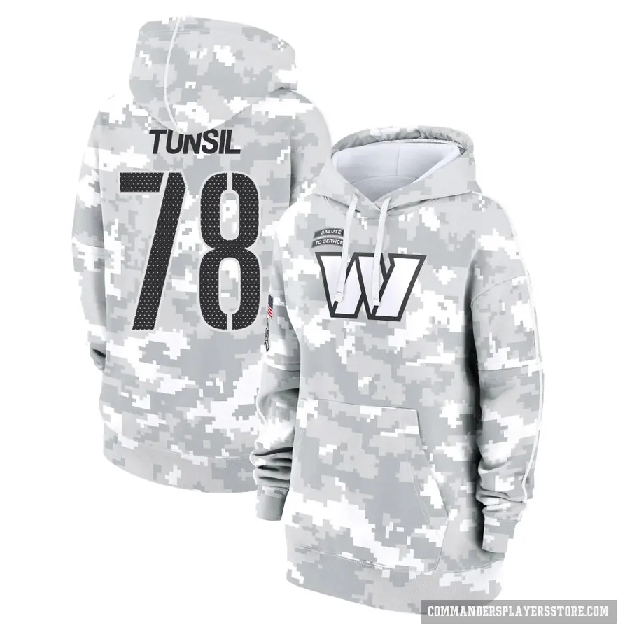 Women's ＃78 Laremy Tunsil Washington Commanders Arctic Camo 2024 Salute to Service Club Fleece Pullover Hoodie