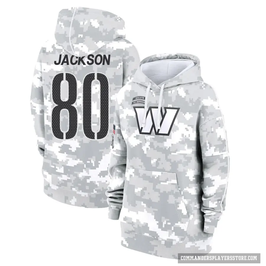 Women's ＃80 Tyree Jackson Washington Commanders Arctic Camo 2024 Salute to Service Club Fleece Pullover Hoodie