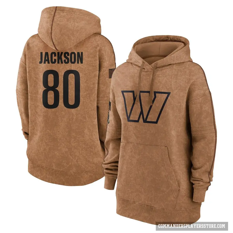 Women's ＃80 Tyree Jackson Washington Commanders Brown 2023 Salute To Service Pullover Hoodie