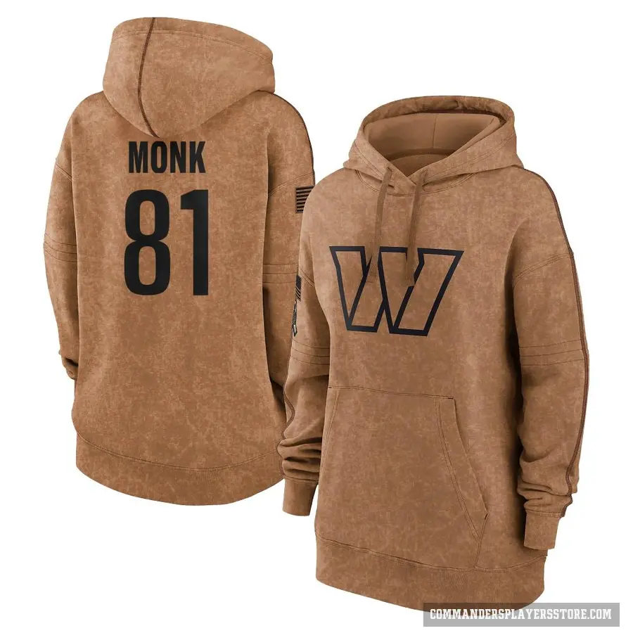 Women's ＃81 Art Monk Washington Commanders Brown 2023 Salute To Service Pullover Hoodie