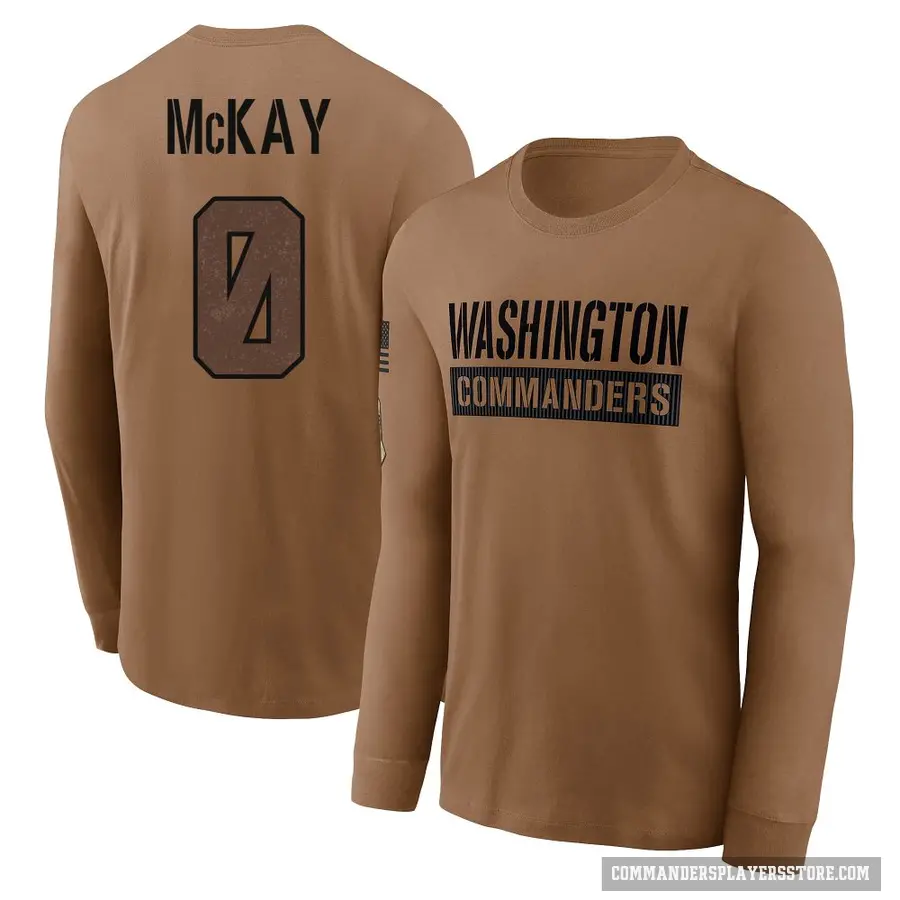 Youth ＃0 Timothy McKay Washington Commanders Brown 2023 Salute To Service Long Sleeve T-Shirt