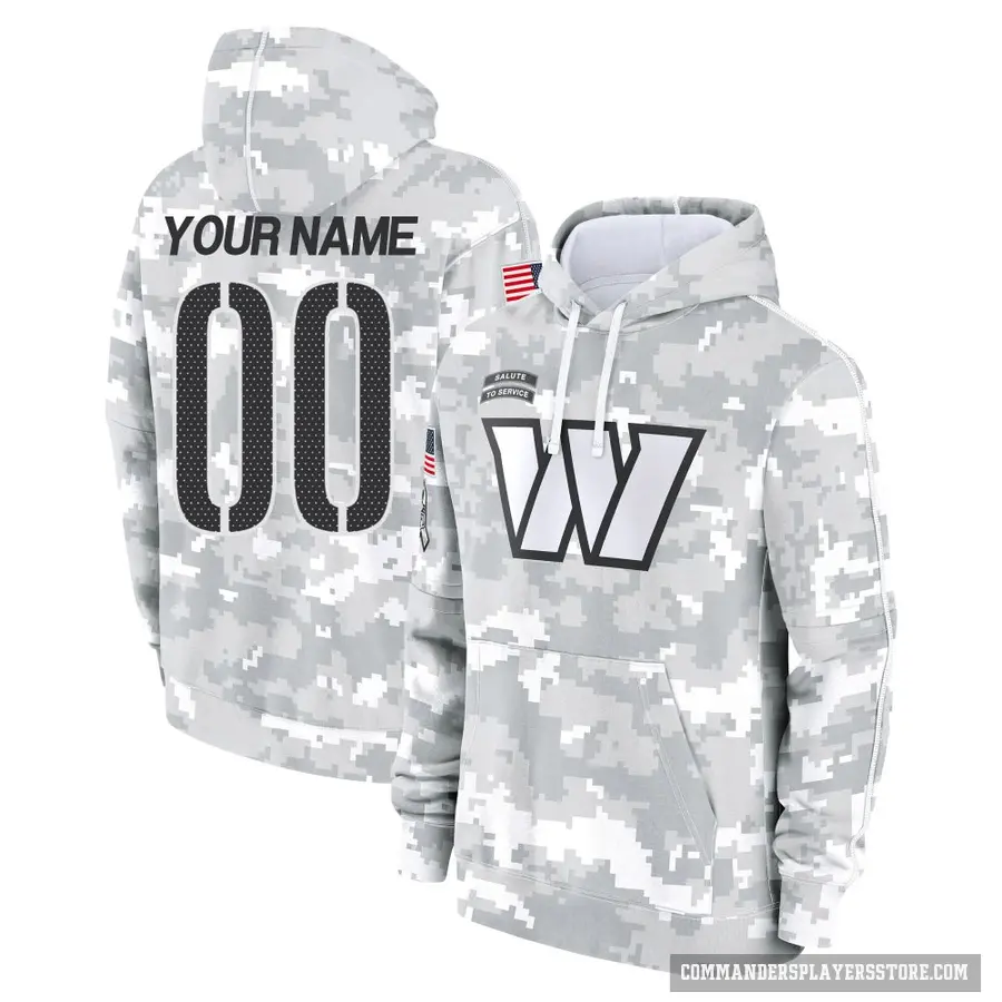 Youth ＃00 Custom Washington Commanders Arctic Camo 2024 Salute to Service Club Fleece Pullover Hoodie