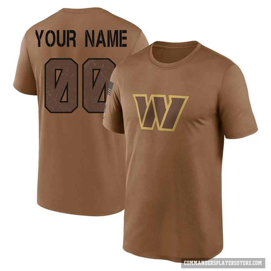 Youth ＃00 Custom Washington Commanders Brown 2023 Salute To Service Performance T-Shirt