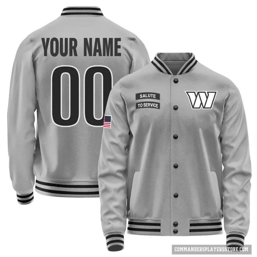 Youth ＃00 Custom Washington Commanders Gray Salute to Service Performance Jacket