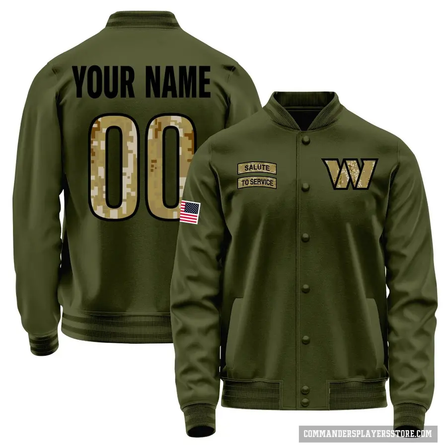 Youth ＃00 Custom Washington Commanders Olive Salute to Service Sideline Performance Jacket