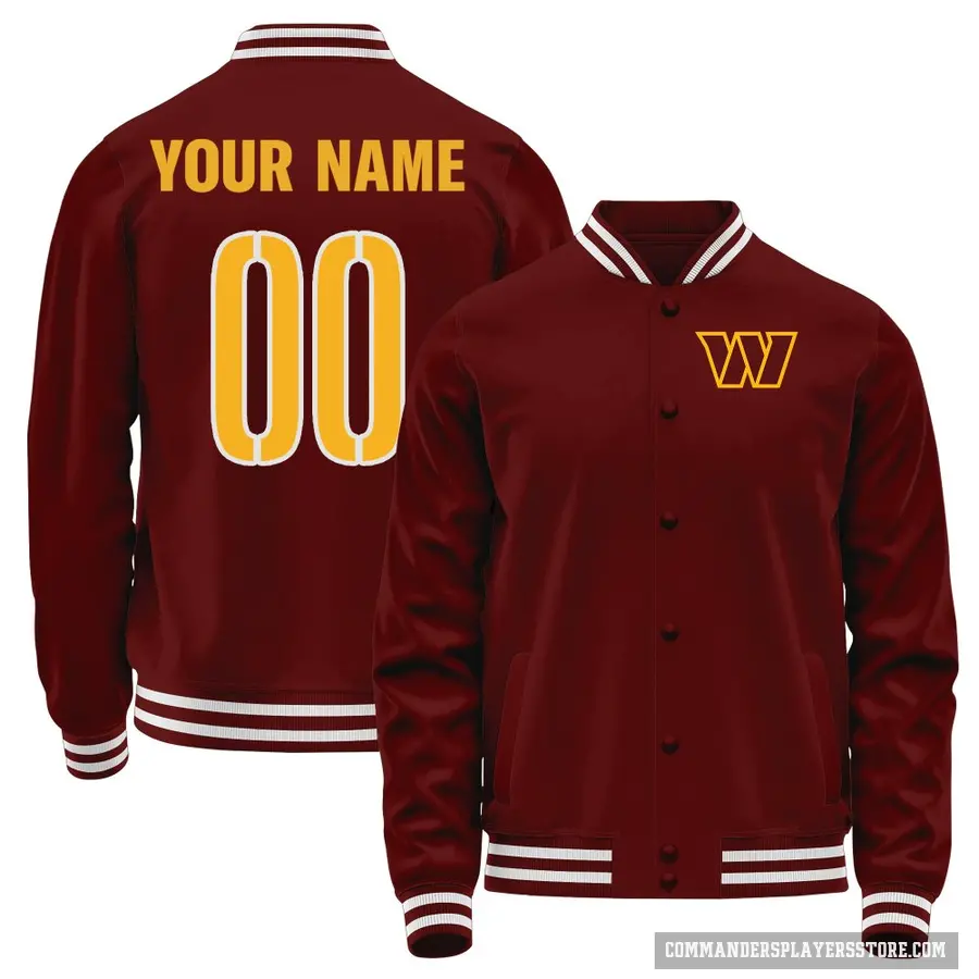 Youth ＃00 Custom Washington Commanders Red Full-Snap Name & Number Jacket