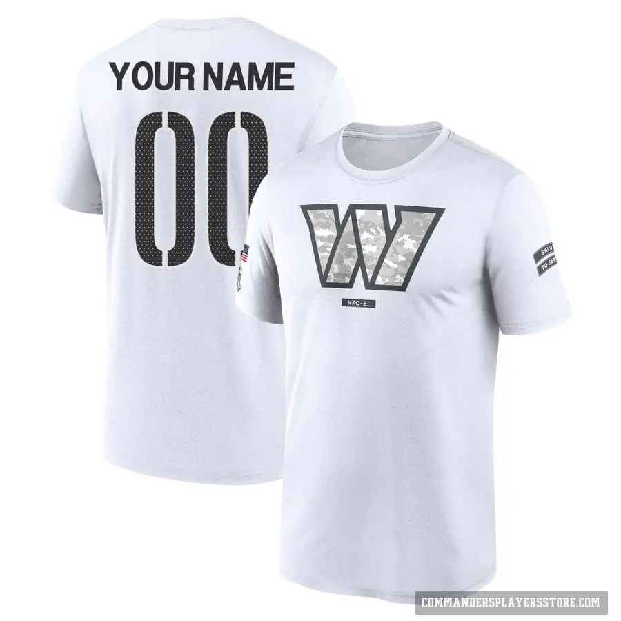 Youth ＃00 Custom Washington Commanders White 2024 Salute to Service Performance T-Shirt
