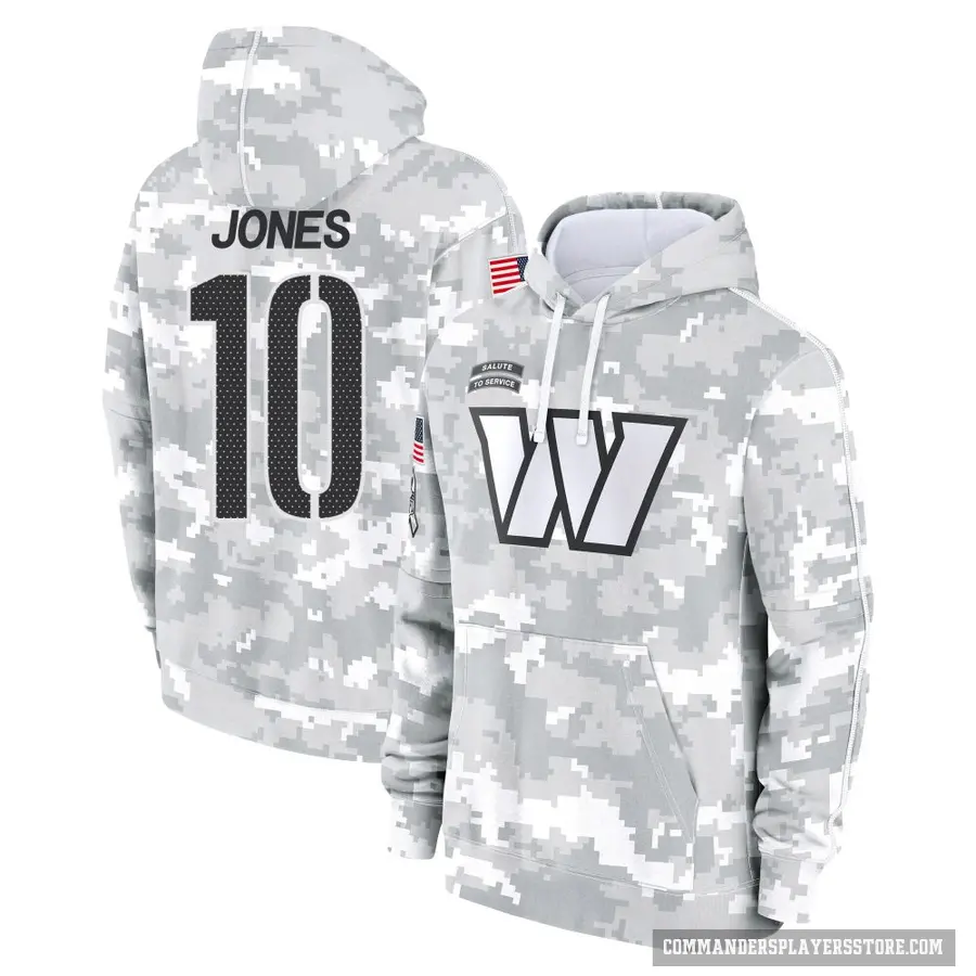 Youth ＃10 Jacoby Jones Washington Commanders Arctic Camo 2024 Salute to Service Club Fleece Pullover Hoodie
