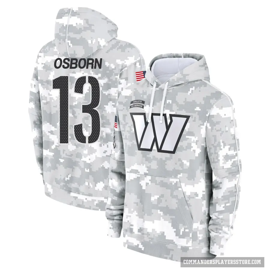 Youth ＃13 K.J. Osborn Washington Commanders Arctic Camo 2024 Salute to Service Club Fleece Pullover Hoodie