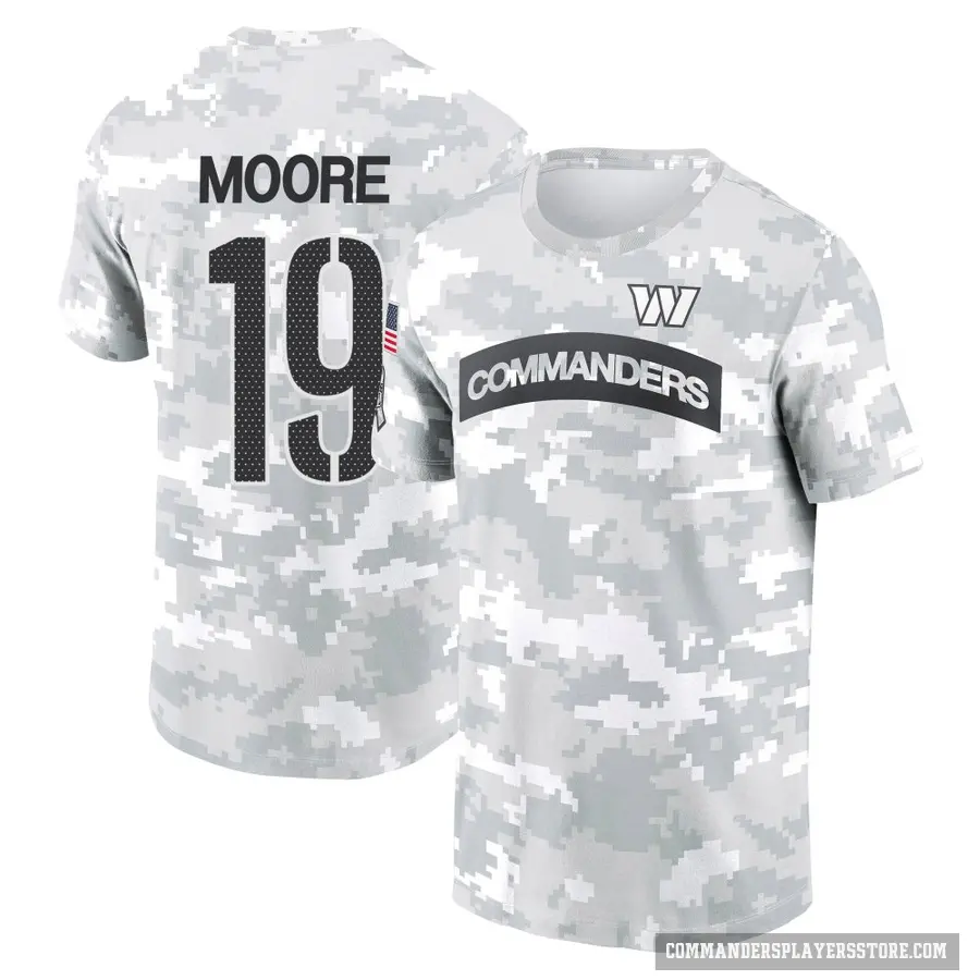 Youth ＃19 Chris Moore Washington Commanders Camo Arctic 2024 Salute to Service Performance T-Shirt