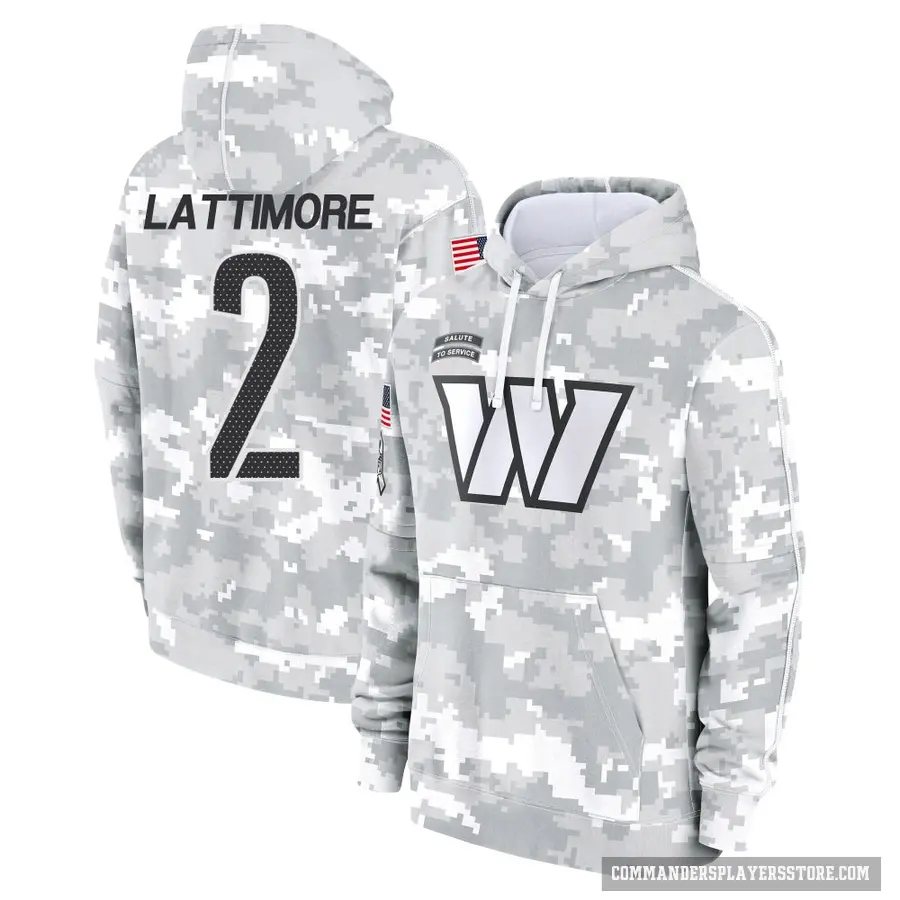 Youth ＃2 Marshon Lattimore Washington Commanders Arctic Camo 2024 Salute to Service Club Fleece Pullover Hoodie