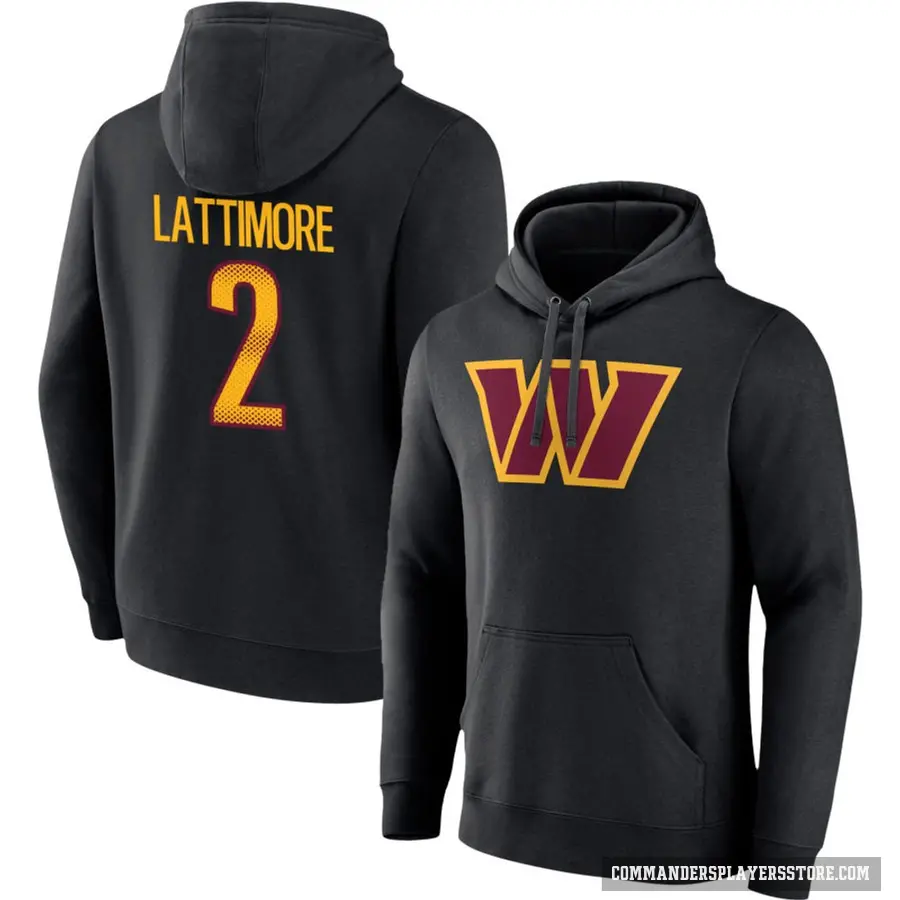 Youth ＃2 Marshon Lattimore Washington Commanders Black Name & Number Pullover Hoodie