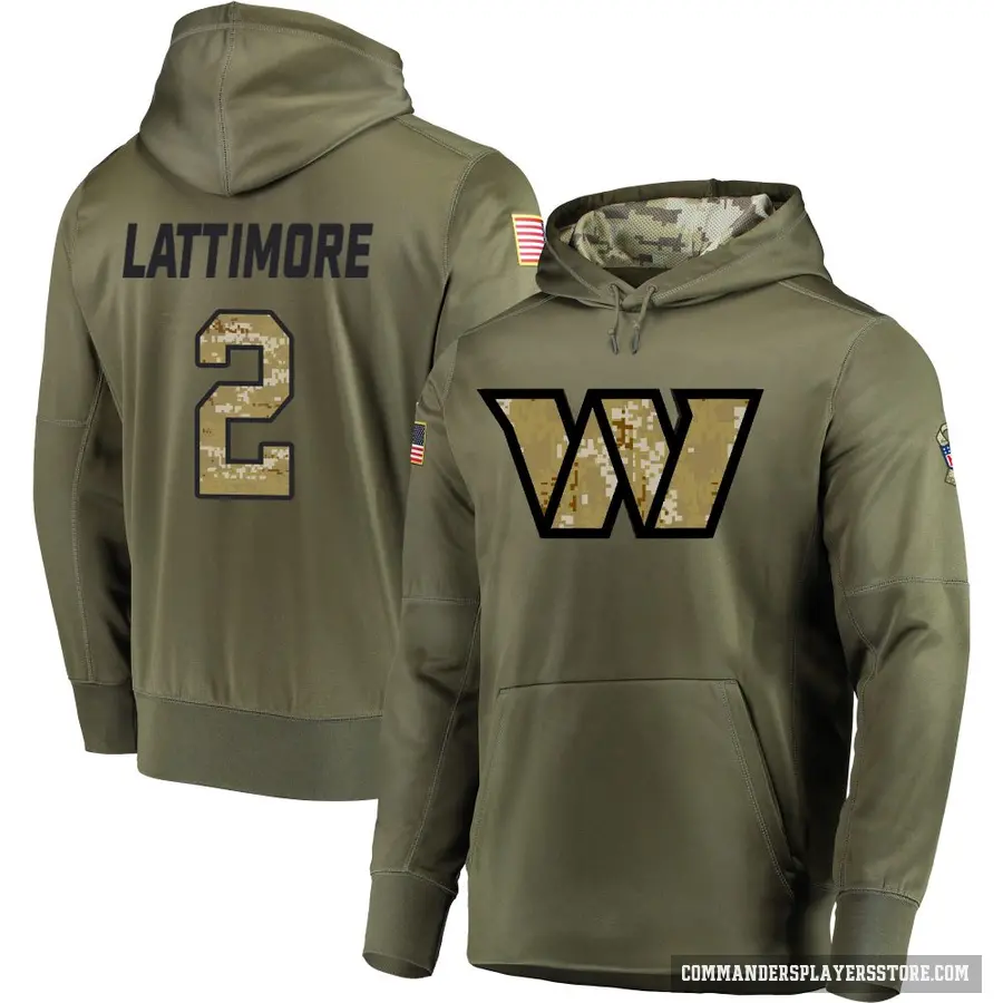 Youth ＃2 Marshon Lattimore Washington Commanders Olive Salute to Service Pullover Hoodie