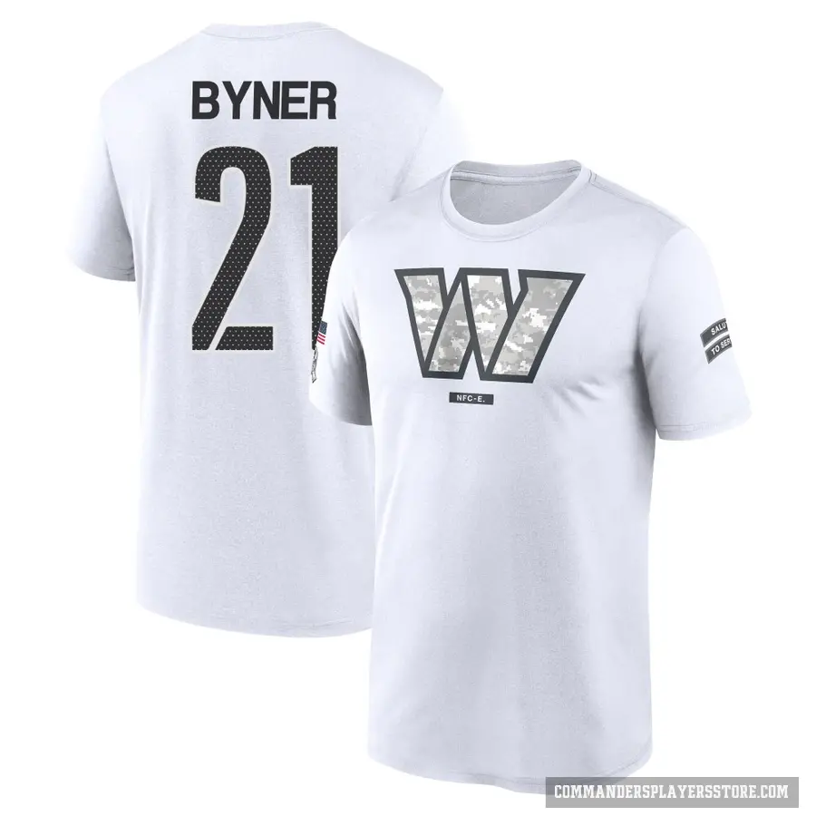 Youth ＃21 Earnest Byner Washington Commanders White 2024 Salute to Service Performance T-Shirt