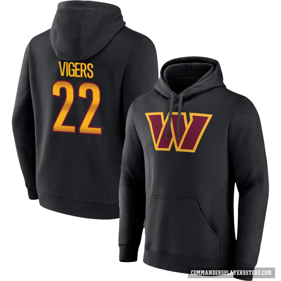 Youth ＃22 Car'lin Vigers Washington Commanders Black Name & Number Pullover Hoodie