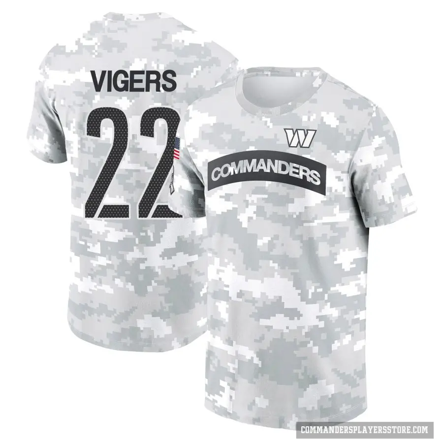 Youth ＃22 Car'lin Vigers Washington Commanders Camo Arctic 2024 Salute to Service Performance T-Shirt