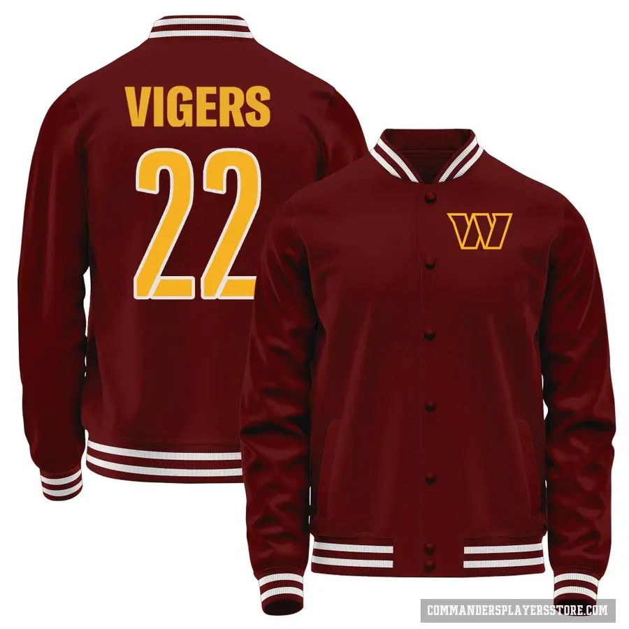 Youth ＃22 Car'lin Vigers Washington Commanders Red Full-Snap Name & Number Jacket