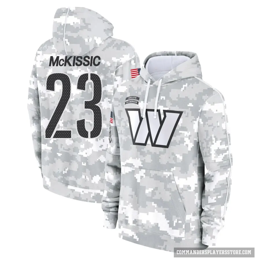 Youth ＃23 J.D. McKissic Washington Commanders Arctic Camo 2024 Salute to Service Club Fleece Pullover Hoodie