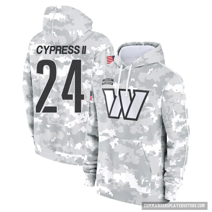 Youth ＃24 Fentrell Cypress II Washington Commanders Arctic Camo 2024 Salute to Service Club Fleece Pullover Hoodie