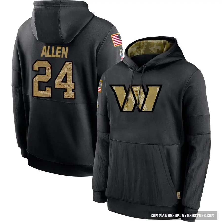 Youth ＃24 Kazmeir Allen Washington Commanders Black 2020 Salute to Service Sideline Performance Pullover Hoodie