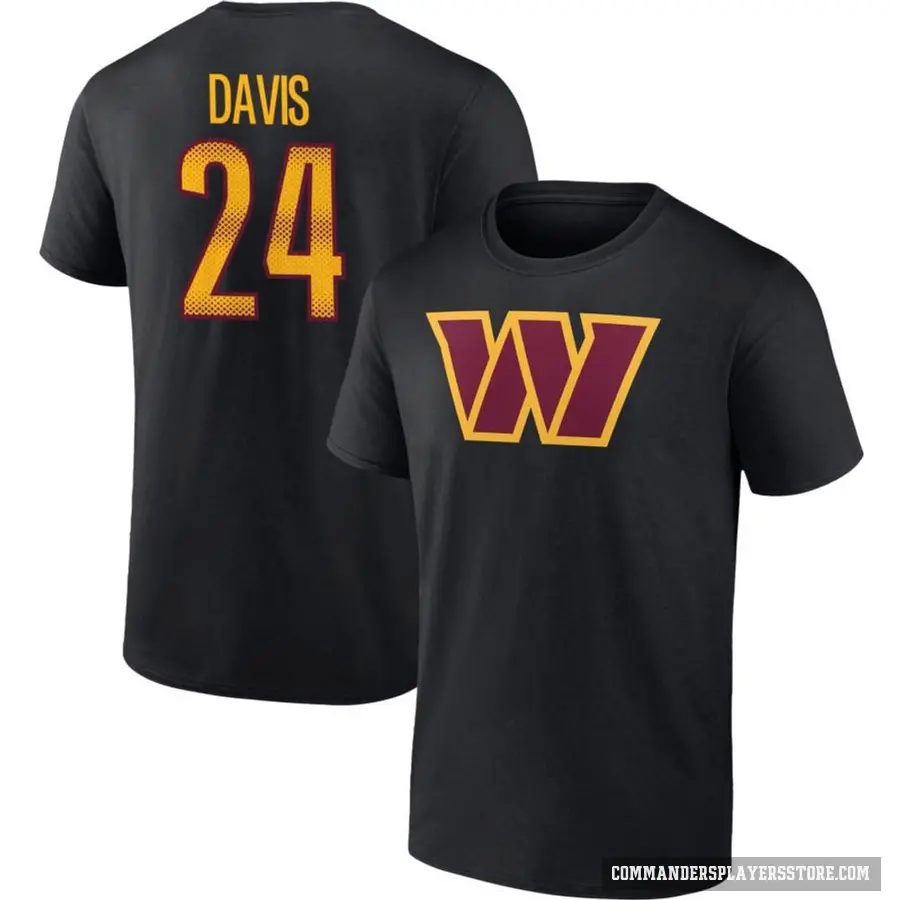 Youth ＃24 Michael Davis Washington Commanders Black T-Shirt