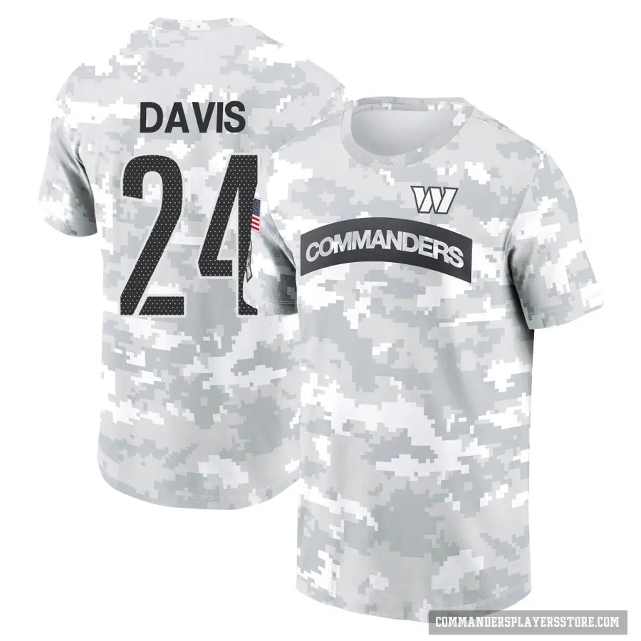 Youth ＃24 Michael Davis Washington Commanders Camo Arctic 2024 Salute to Service Performance T-Shirt