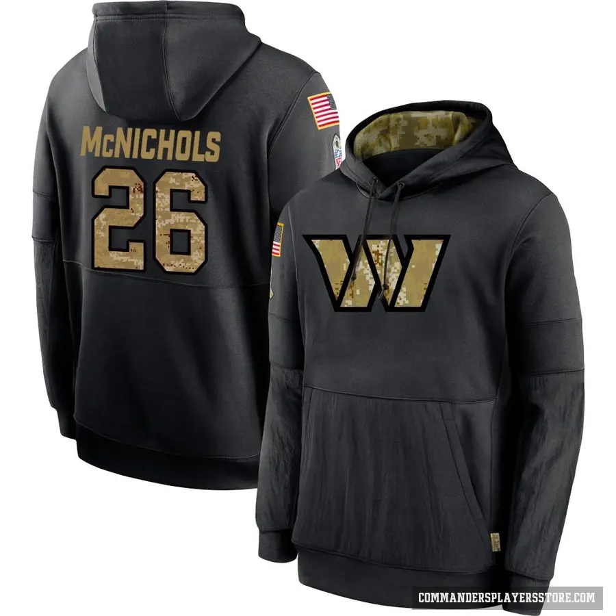 Youth ＃26 Jeremy McNichols Washington Commanders Black 2020 Salute to Service Sideline Performance Pullover Hoodie