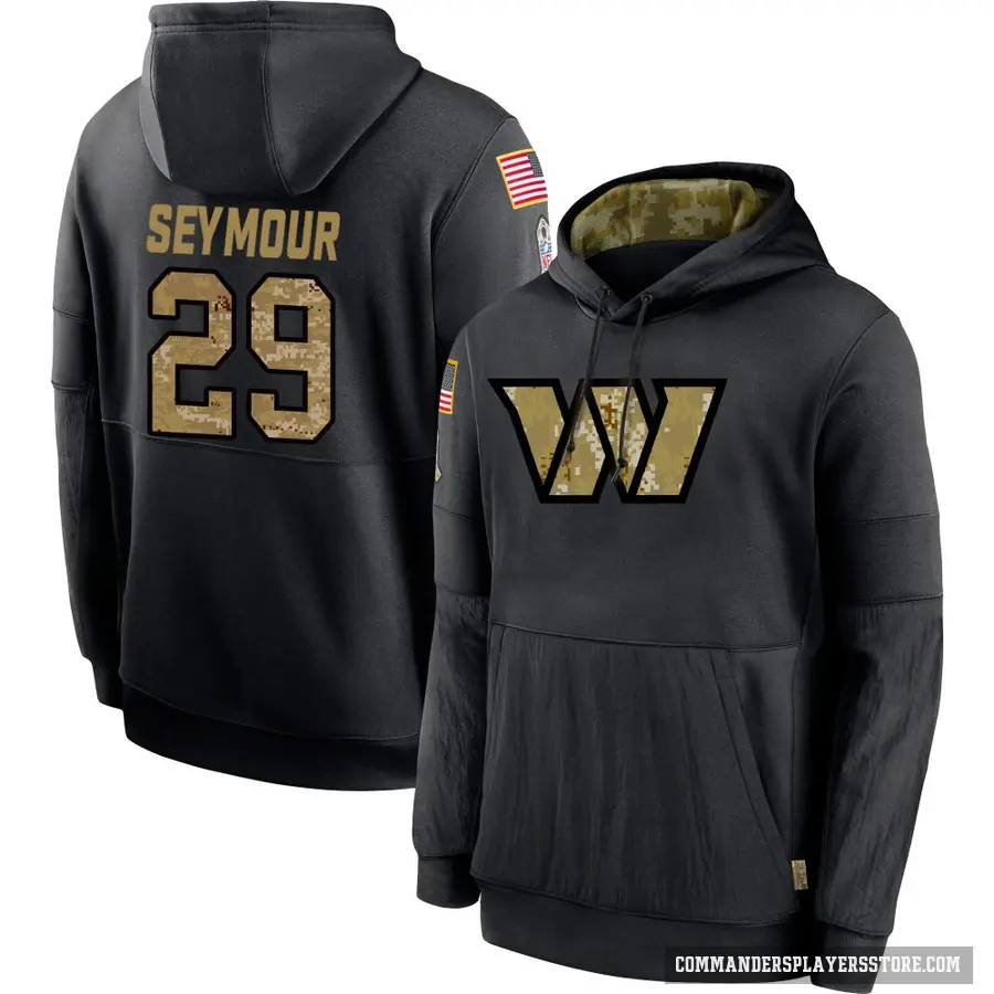 Youth ＃29 Kevon Seymour Washington Commanders Black 2020 Salute to Service Sideline Performance Pullover Hoodie