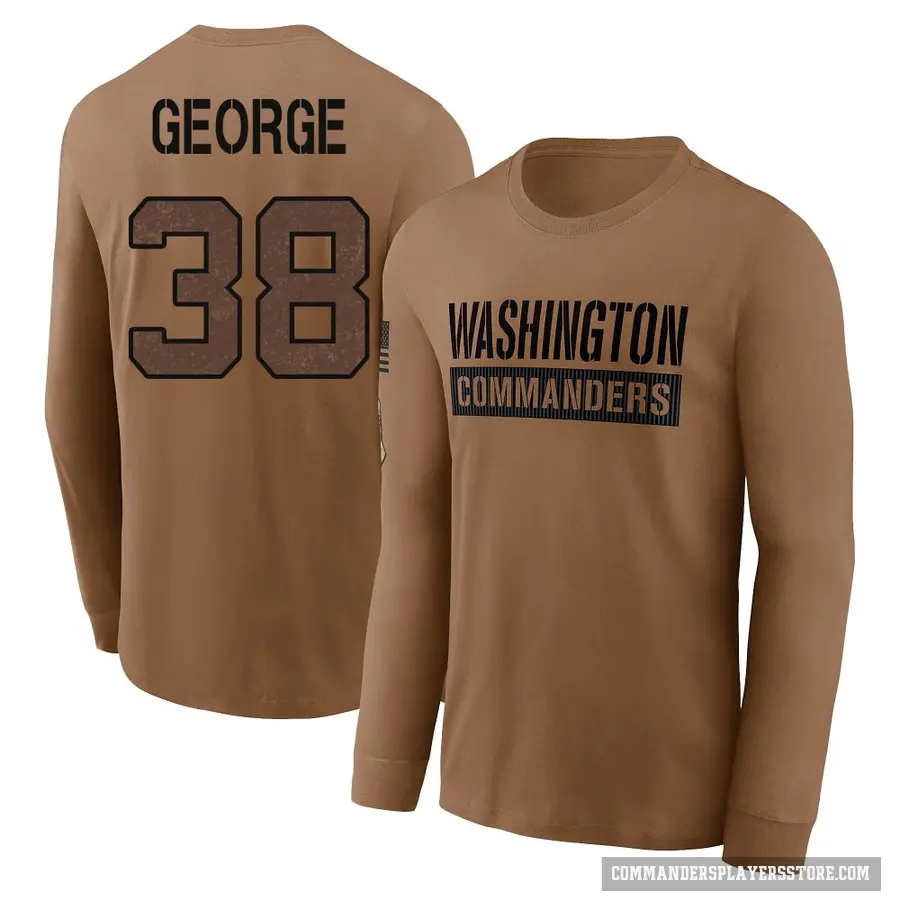 Youth ＃38 Allan George Washington Commanders Brown 2023 Salute To Service Long Sleeve T-Shirt