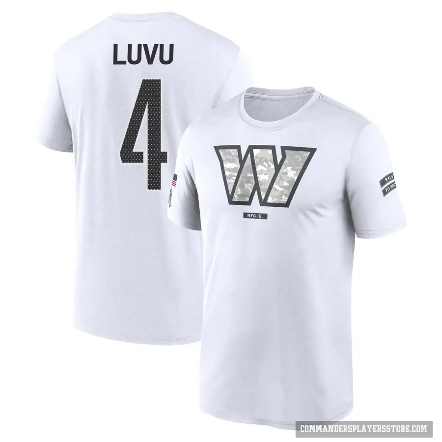 Youth ＃4 Frankie Luvu Washington Commanders White 2024 Salute to Service Performance T-Shirt