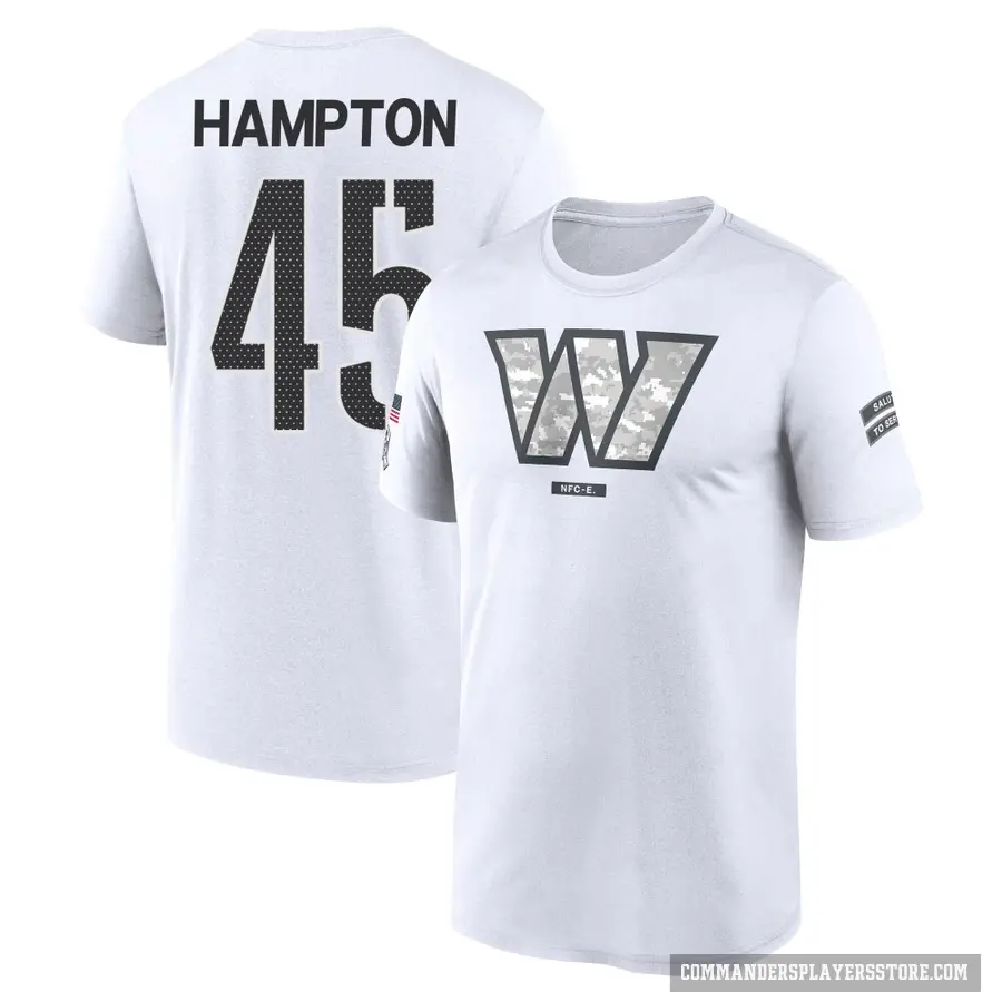 Youth ＃45 Dominique Hampton Washington Commanders White 2024 Salute to Service Performance T-Shirt