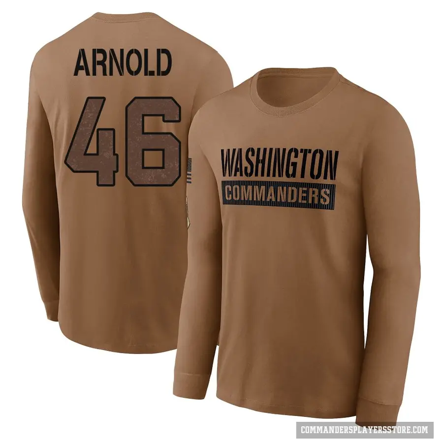 Youth ＃46 Kam Arnold Washington Commanders Brown 2023 Salute To Service Long Sleeve T-Shirt