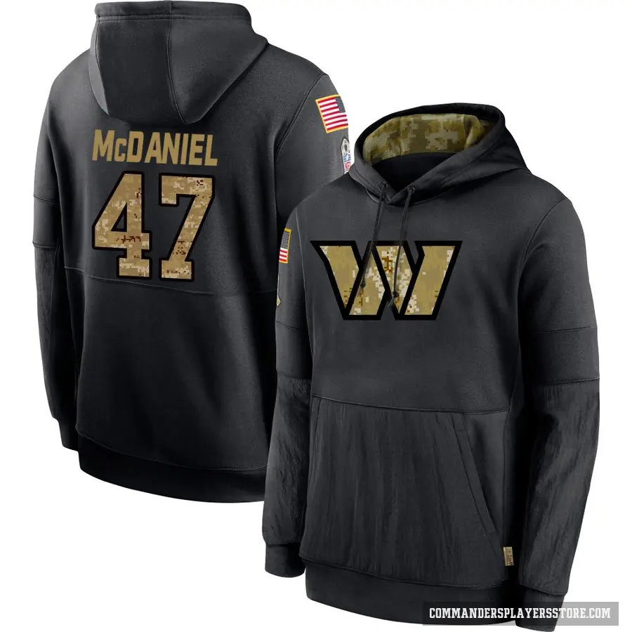 Youth ＃47 Robert McDaniel Washington Commanders Black 2020 Salute to Service Sideline Performance Pullover Hoodie