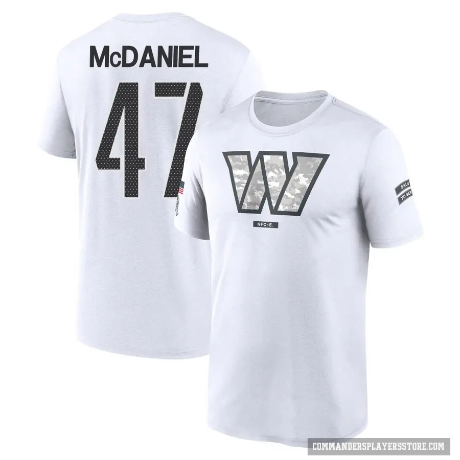 Youth ＃47 Robert McDaniel Washington Commanders White 2024 Salute to Service Performance T-Shirt