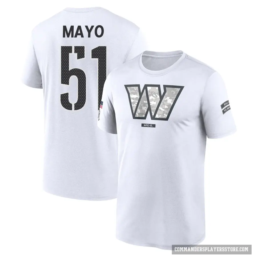 Youth ＃51 David Mayo Washington Commanders White 2024 Salute to Service Performance T-Shirt