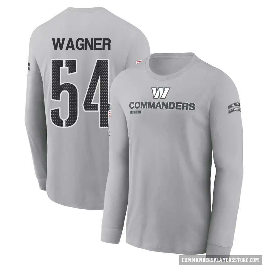 Youth ＃54 Bobby Wagner Washington Commanders Gray 2024 Salute to Service Long Sleeve T-Shirt