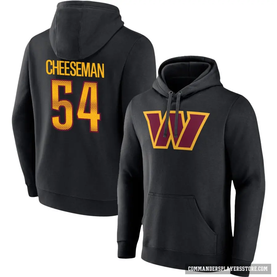 Youth ＃54 Camaron Cheeseman Washington Commanders Black Name & Number Pullover Hoodie