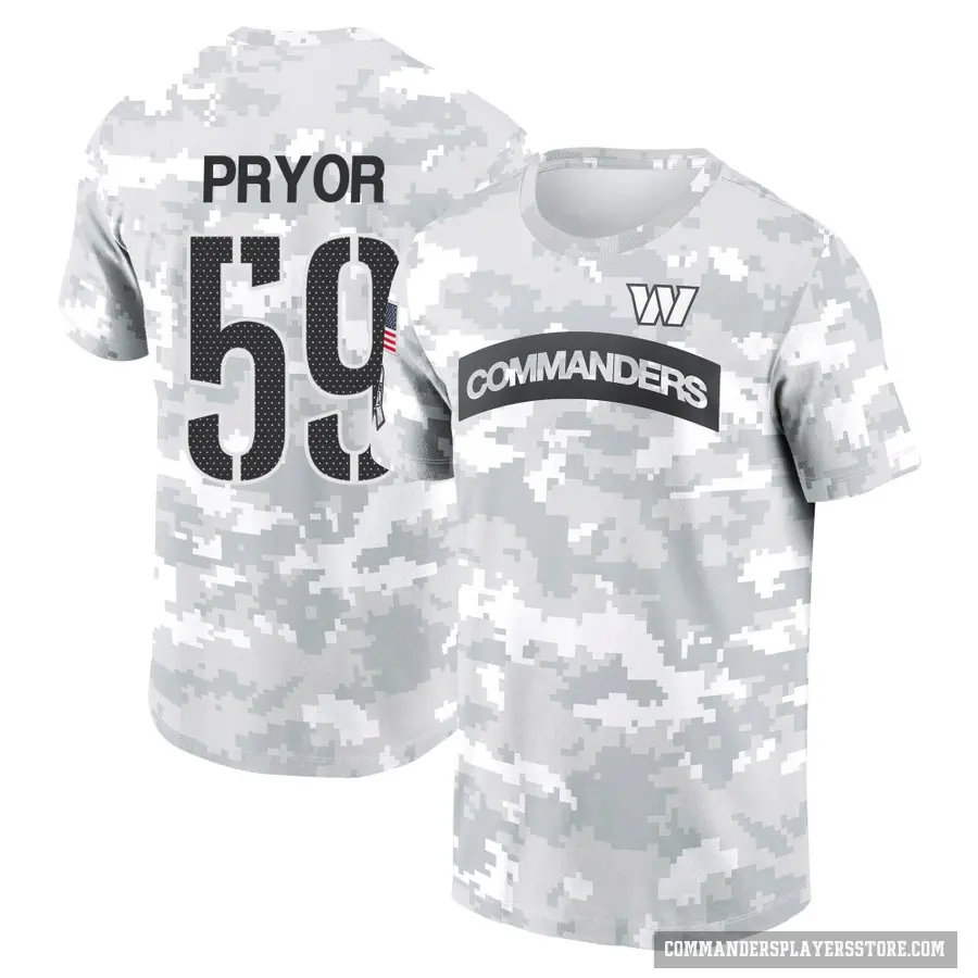 Youth ＃59 Joshua Pryor Washington Commanders Camo Arctic 2024 Salute to Service Performance T-Shirt