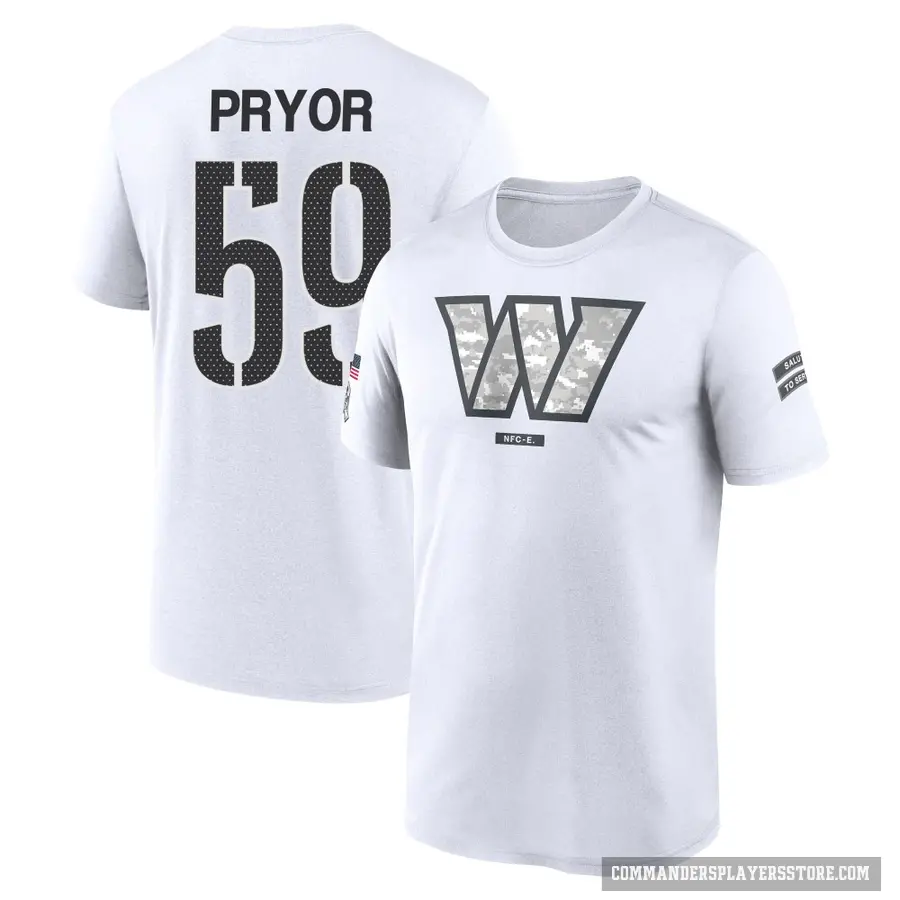 Youth ＃59 Joshua Pryor Washington Commanders White 2024 Salute to Service Performance T-Shirt